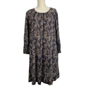 See By Chloe Wool Blend Blue Floral Oversized Long Sleeve Midi Tent Dress Size 2